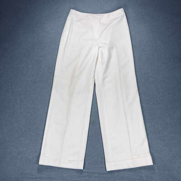 Ann Taylor Wide Leg Dress Pants Size 8 Ivory Wool Cashmere Blend Classic Career - Picture 1 of 16